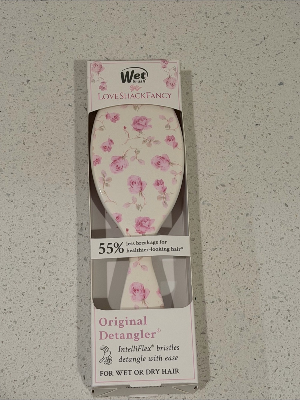 LoveShackFancy Wet Brush Original Detangler - Cream with Pink Floral